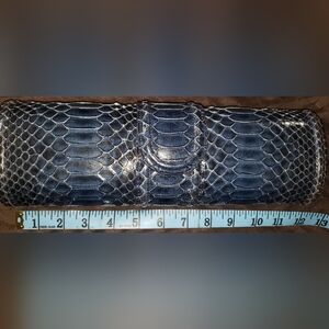 Giorgio Armani 100% python snakeskin blue envelope clutch handbag